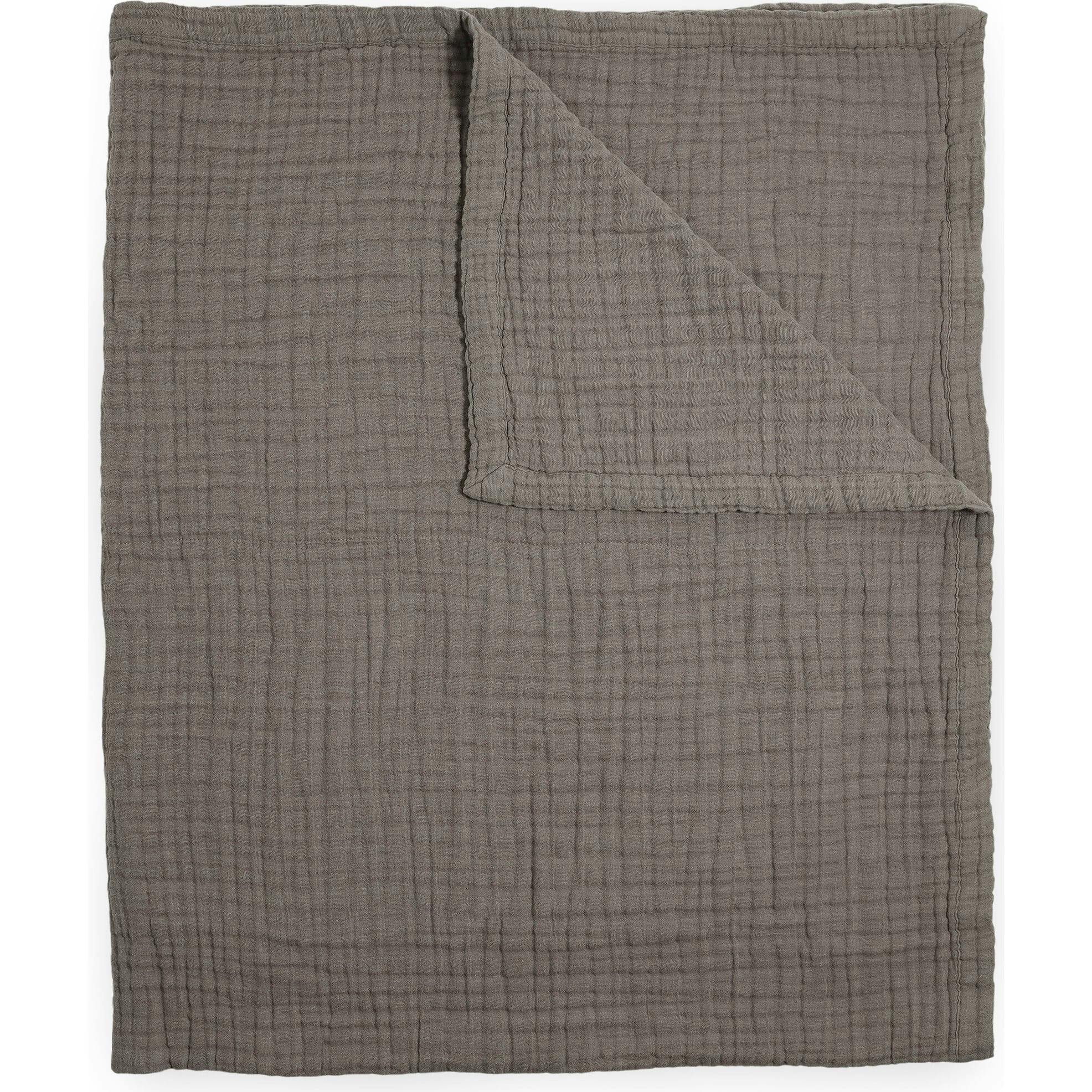 Cotton Muslin Quilted Throw - Mocha