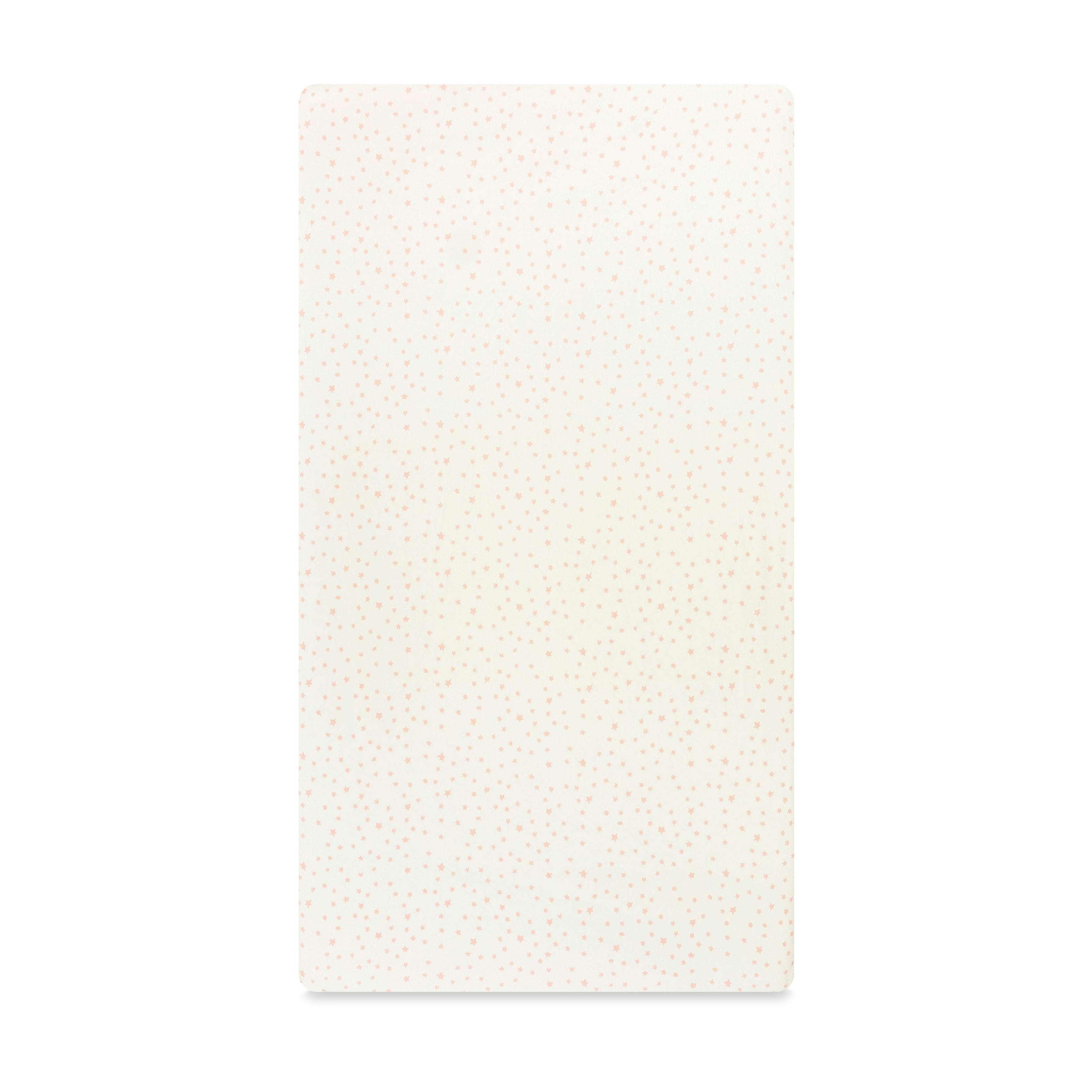 Crib Sheet in GOTS Certified Organic Brushed Cotton in Ivory with Dusty Rose Stars