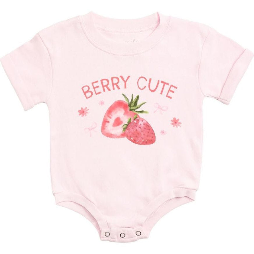 Berry Cute Strawberry Short Sleeve Romper - Ballet