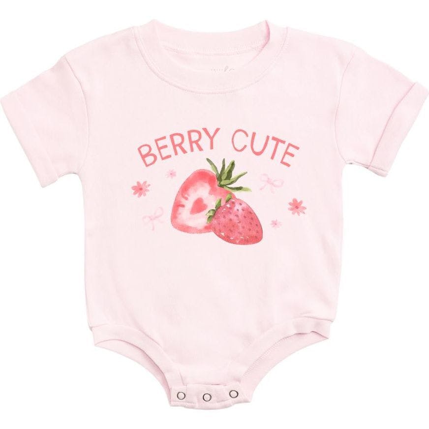 Berry Cute Strawberry Short Sleeve Romper - Ballet