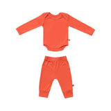 Solid Baby Bamboo Bodysuit Jogger Set, Pumpkin Orange