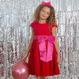 Rosie Velvet & Satin Bow Girls Party Dress