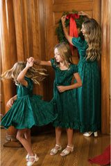 Teen Amira Dress in Emerald Satin