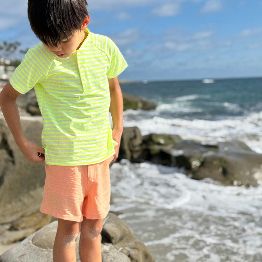 FRIGAT NEON ACID GREEN Stripe  Henley