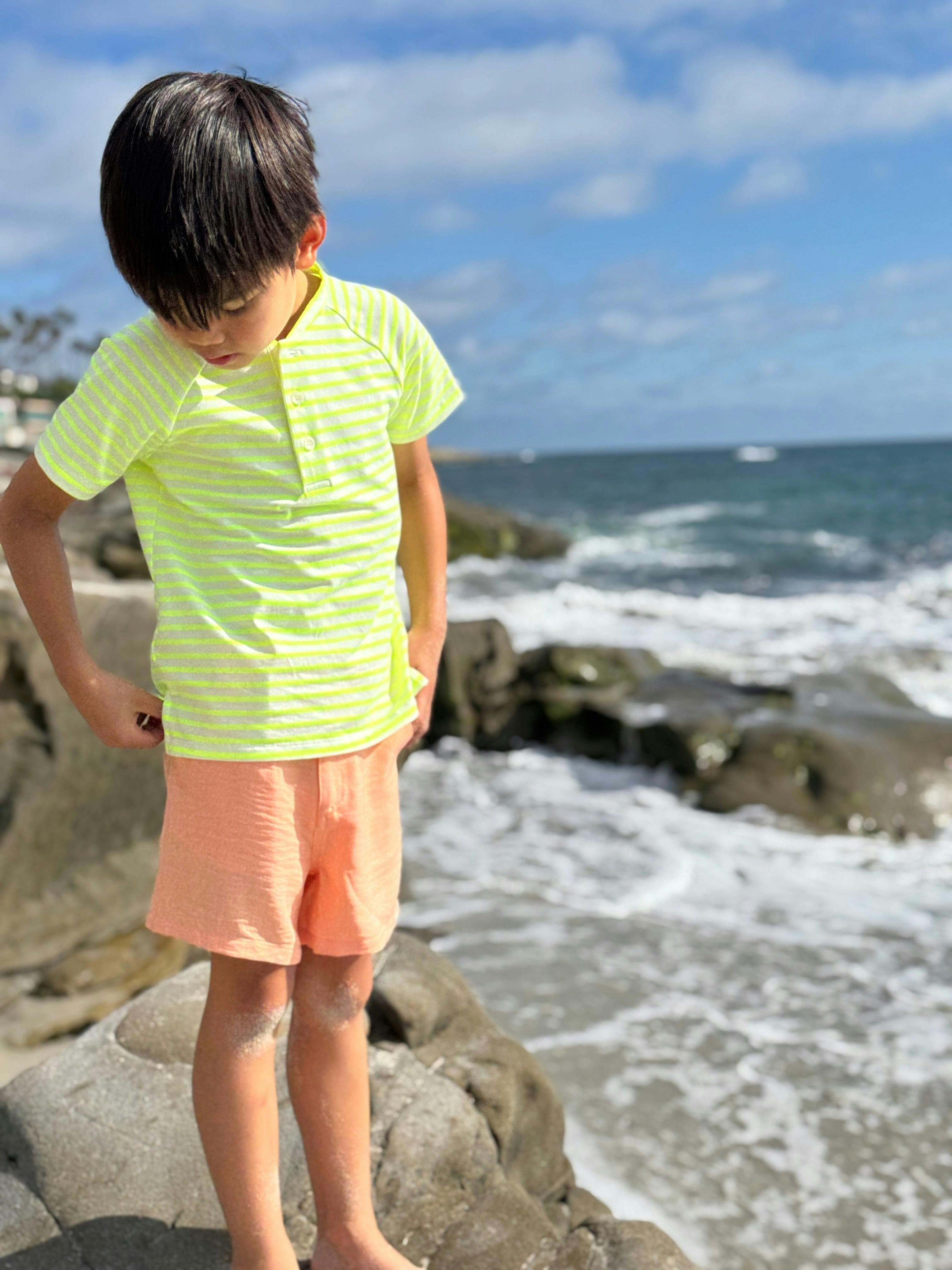 FRIGAT NEON ACID GREEN Stripe  Henley