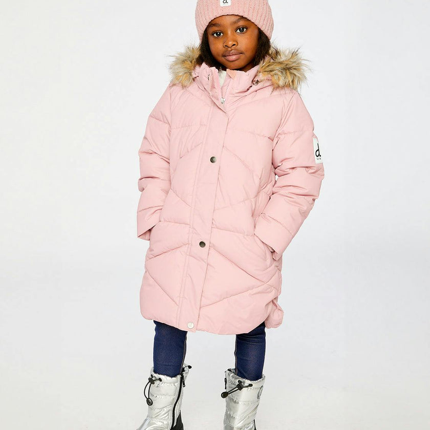 Long Winter Puffer Coat Pale Dusty Pink