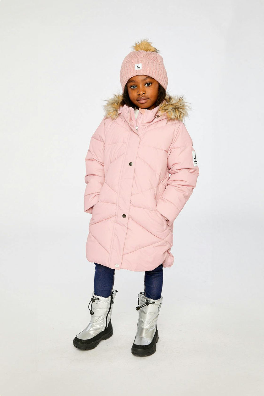 Long Winter Puffer Coat Pale Dusty Pink