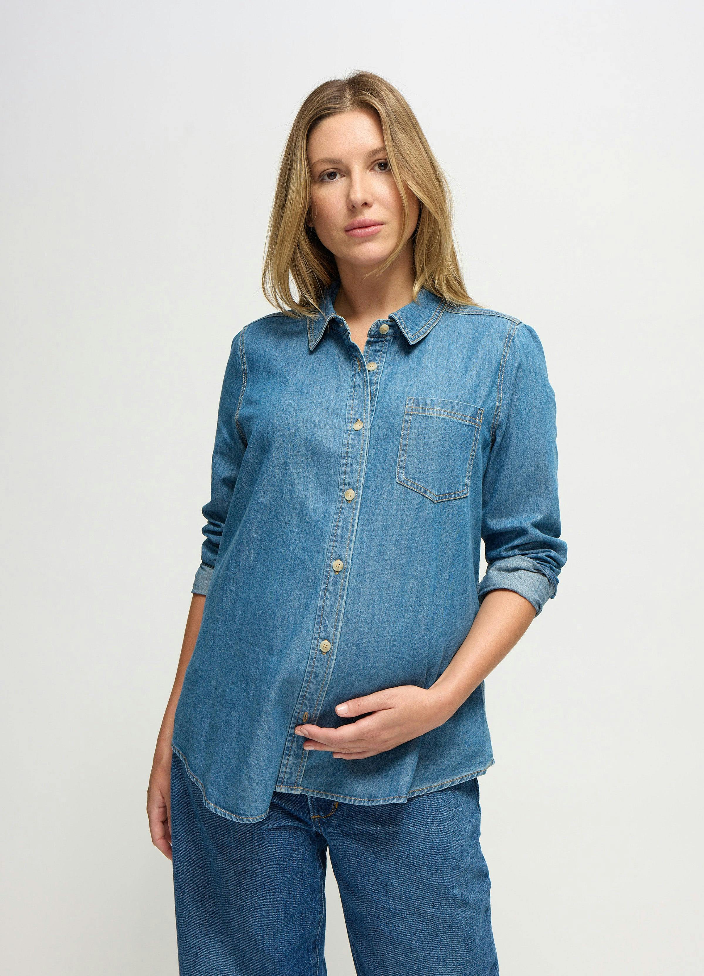 Maternity & Nursing Denim Button-Down Shirt