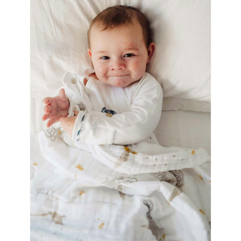 Organic Muslin Four-Layer Reversible Snug Blanket