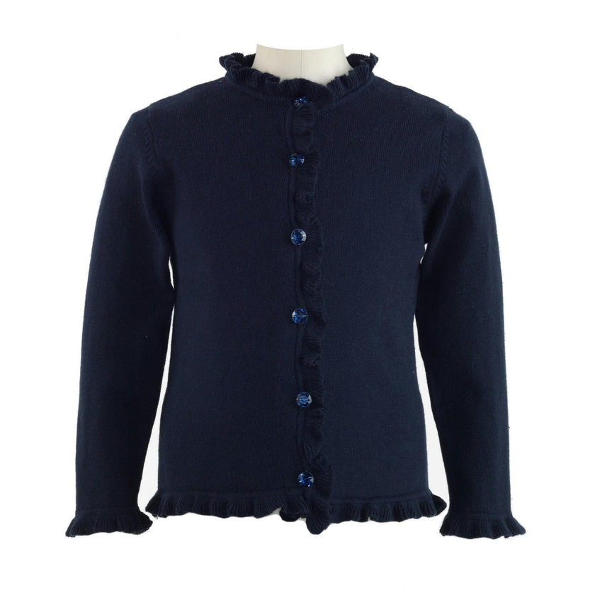 Jeweled Button Frilled Cardigan