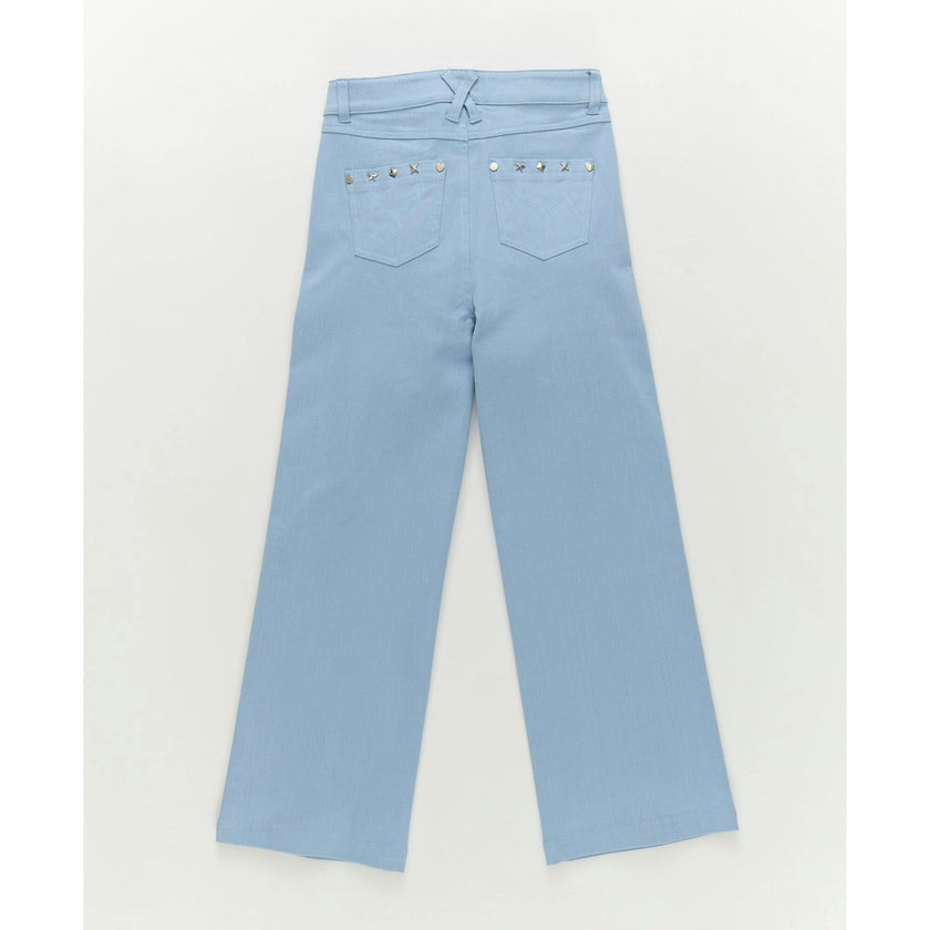 Girls Twill Stud Pant in Cloud Blue