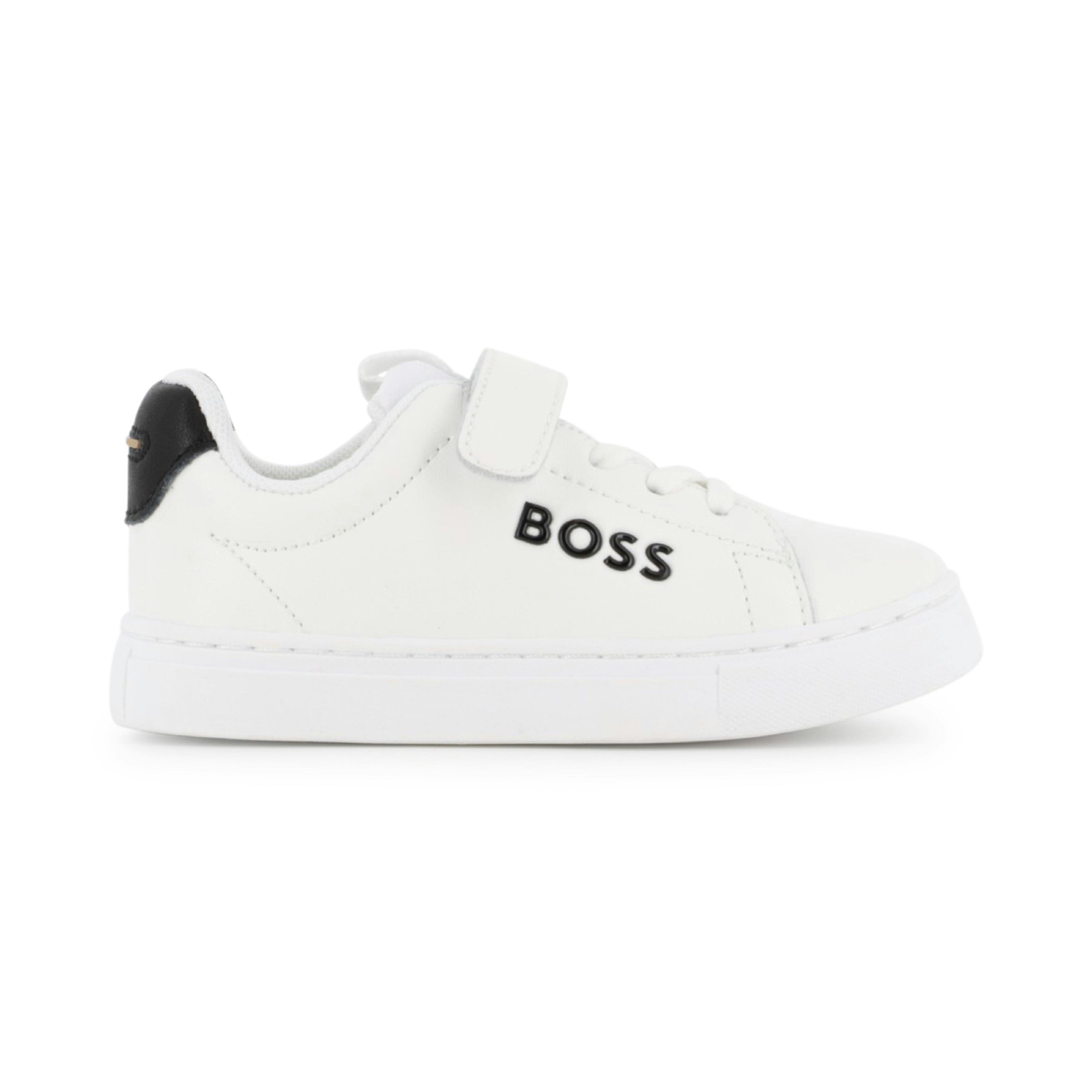 White BOSS Strap Sneakers