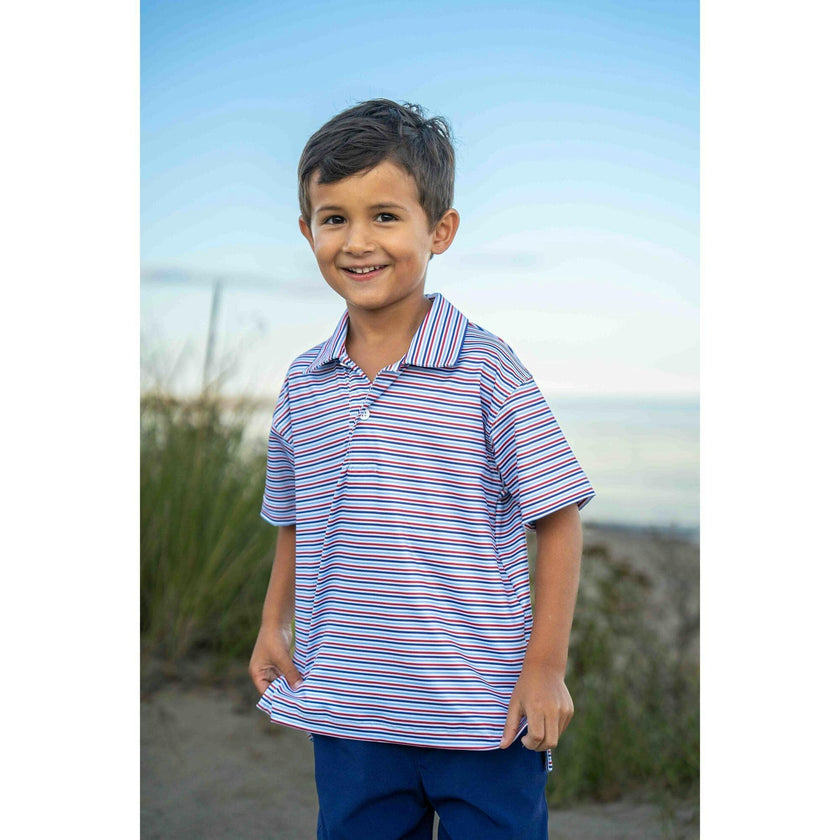Stripe Print Performance Knit Polo