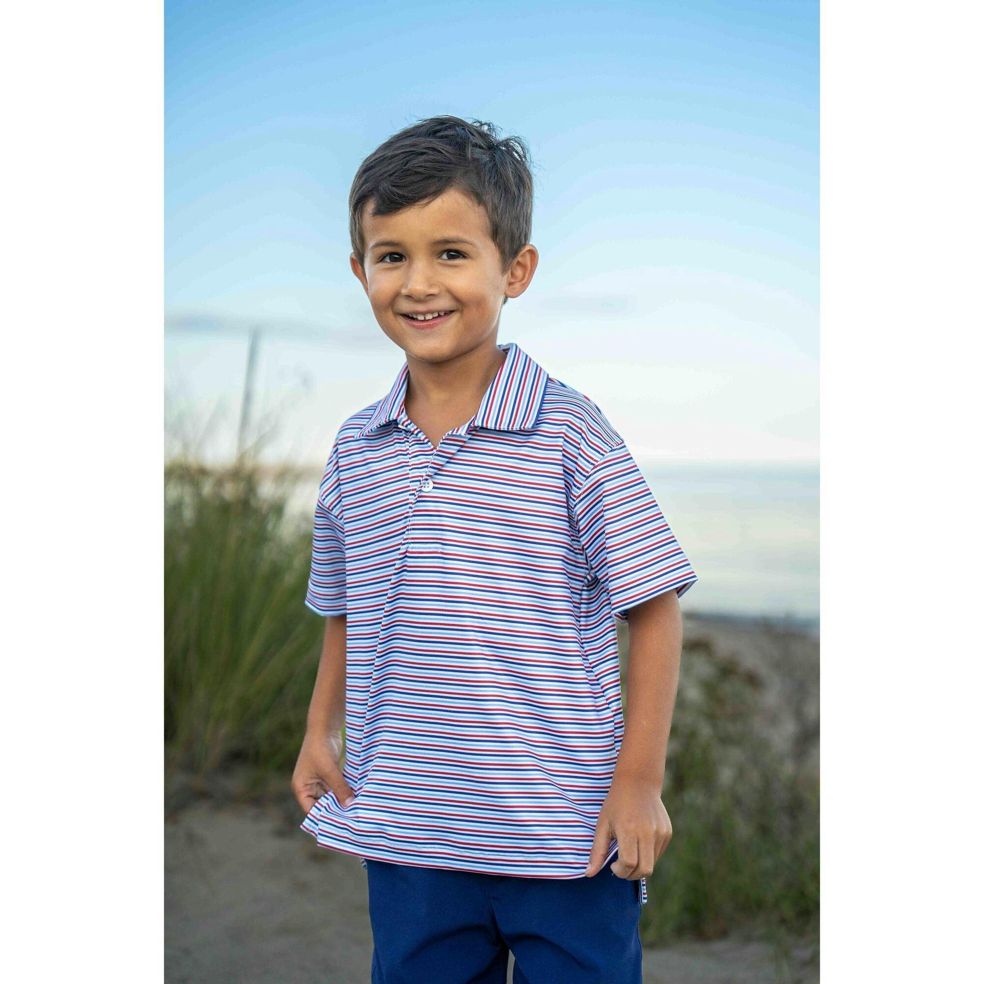 Stripe Print Performance Knit Polo