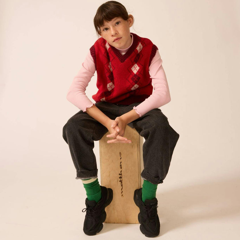 Wool Yearbook Vest in Argyle