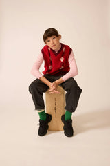 Wool Yearbook Vest in Argyle