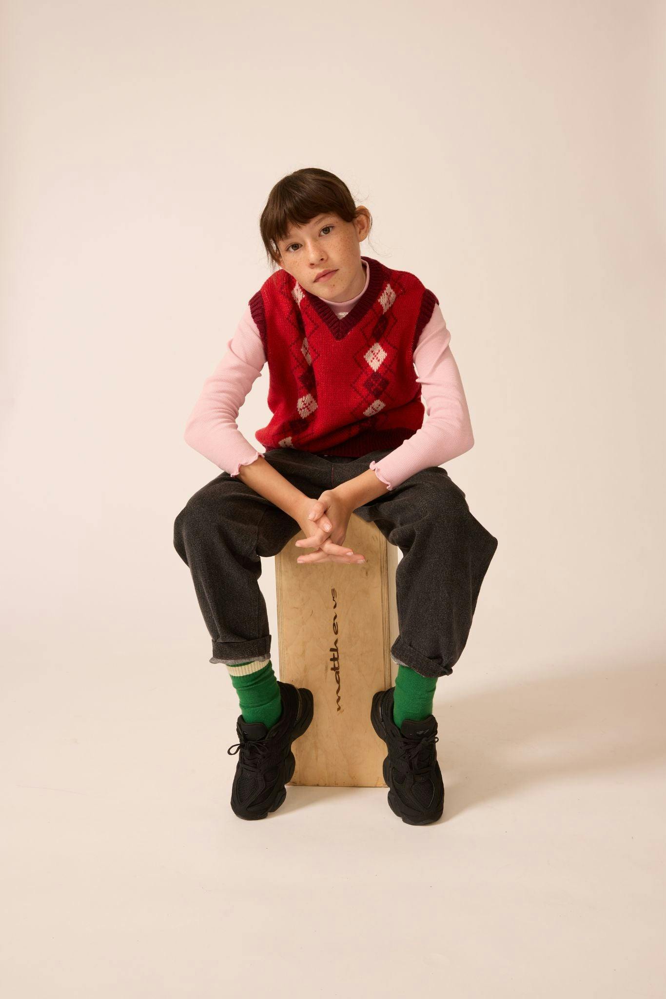 Wool Yearbook Vest in Argyle