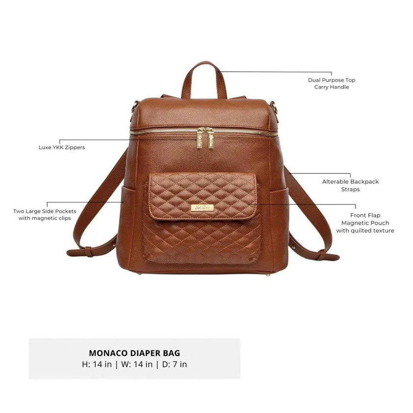 Monaco Diaper Bag | Latte Brown