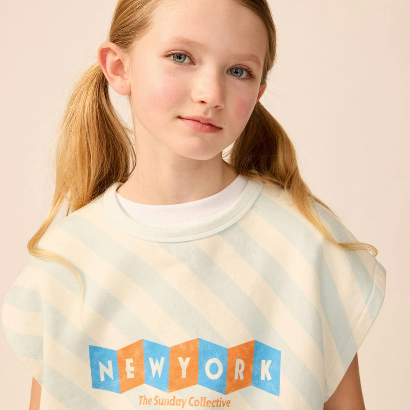 Organic Brooklyn Tank in Sky Blue Stripe