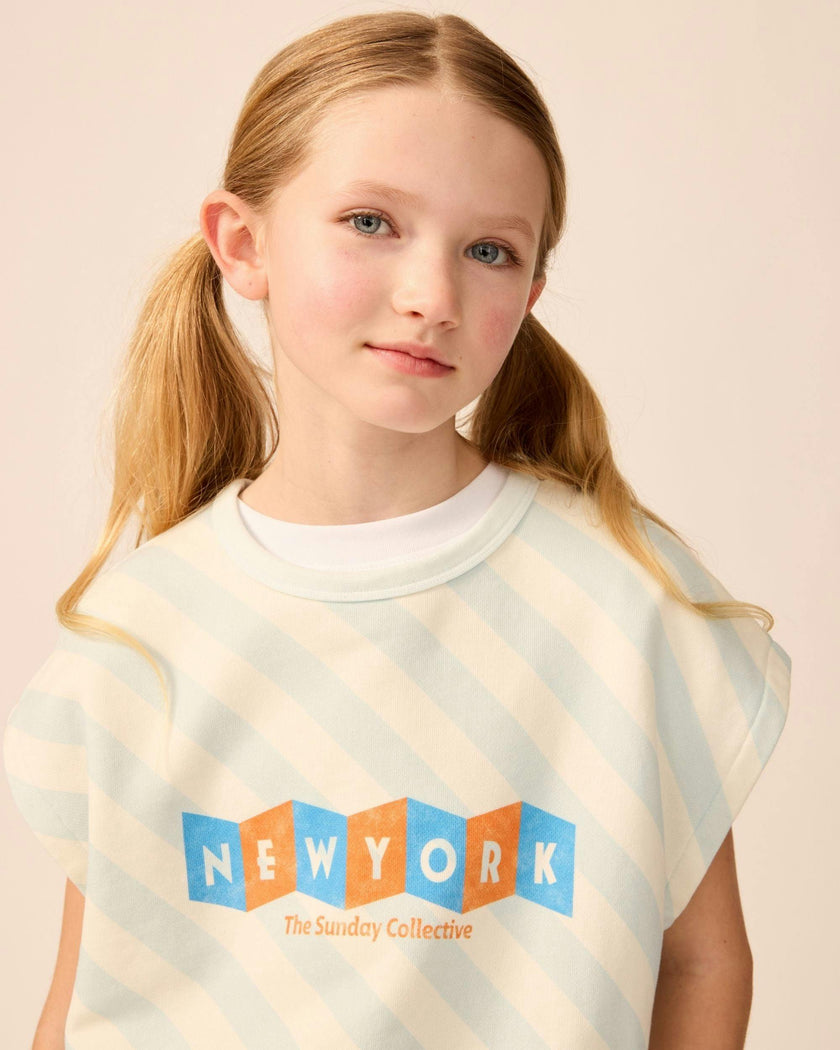 Organic Brooklyn Tank in Sky Blue Stripe