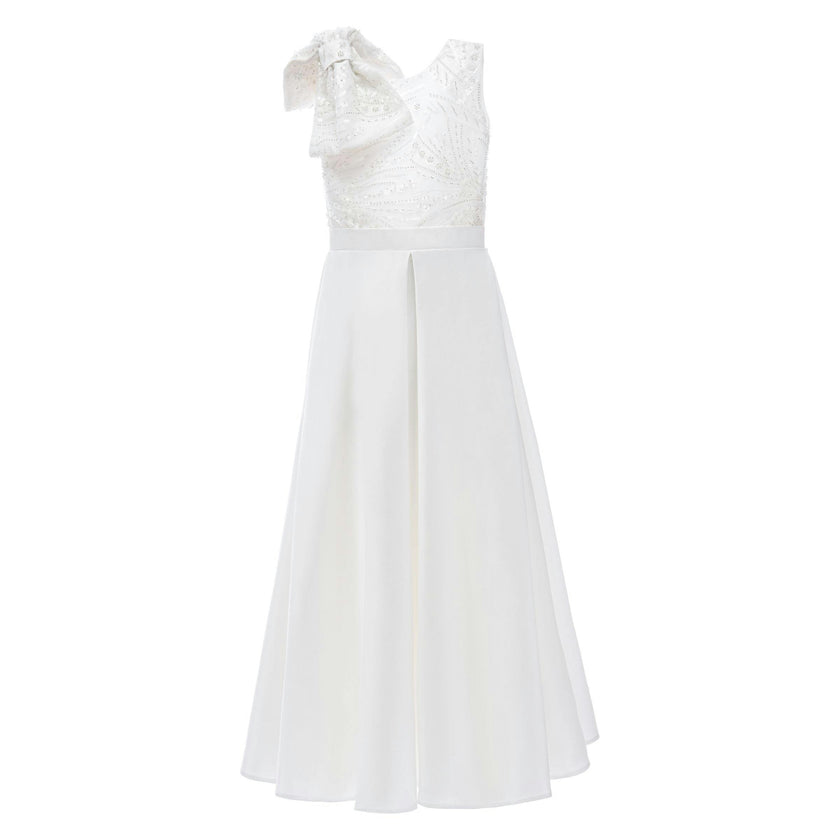 White Theia Bow-Embellished Dress