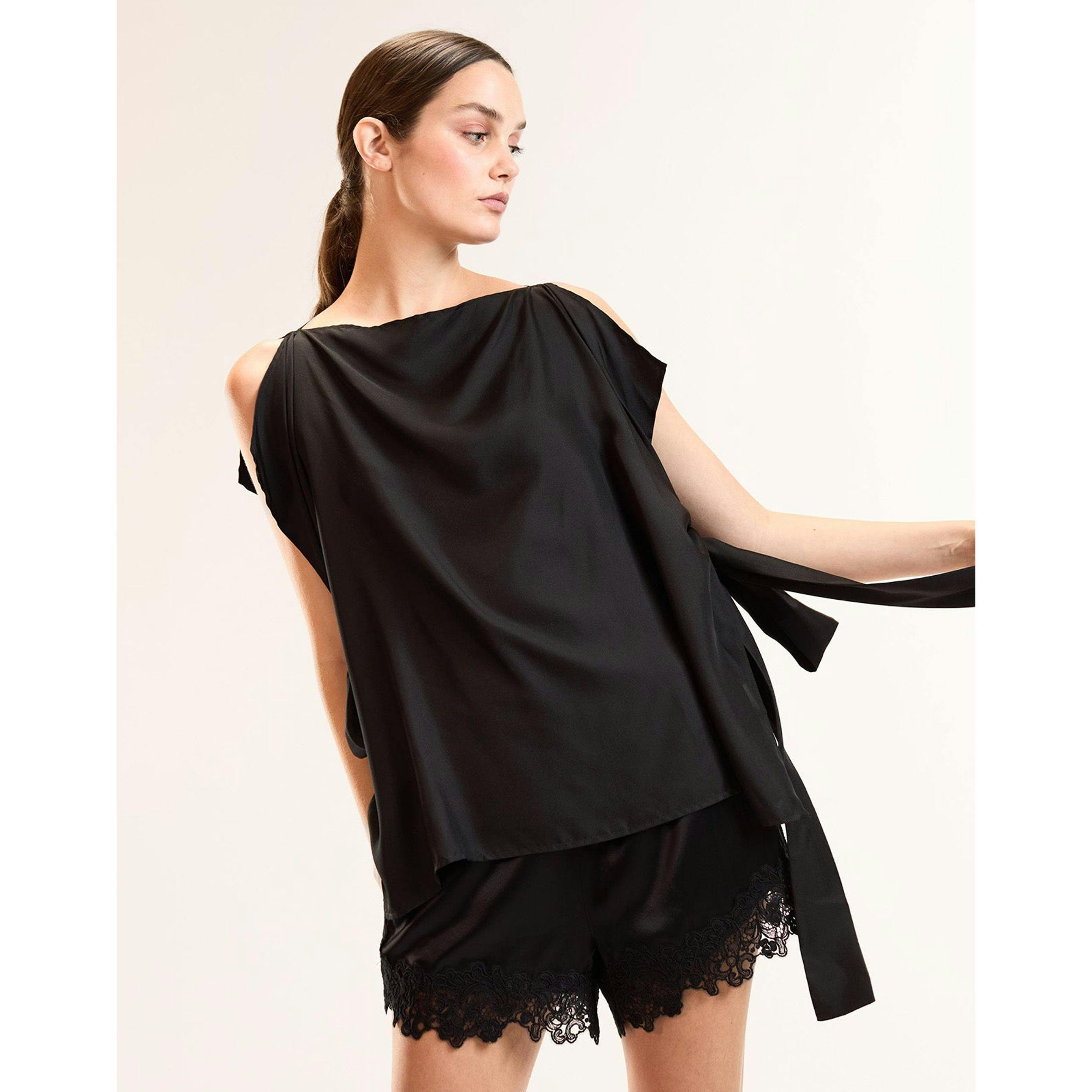 Windswept Tie Top, Black