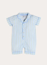 Winston Stripe Light Weight Short All-In-One Pyjamas in Green (9mths-2yrs)