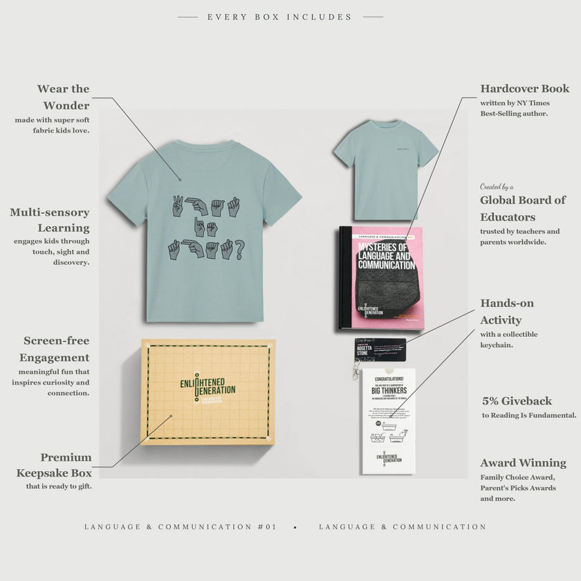 Sign Language Talking Hands Gift Box with Kids Tee, Book, and Activities