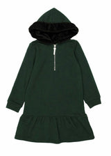 Couture Contrast Zip-Up with Fur Lined Hood Dress