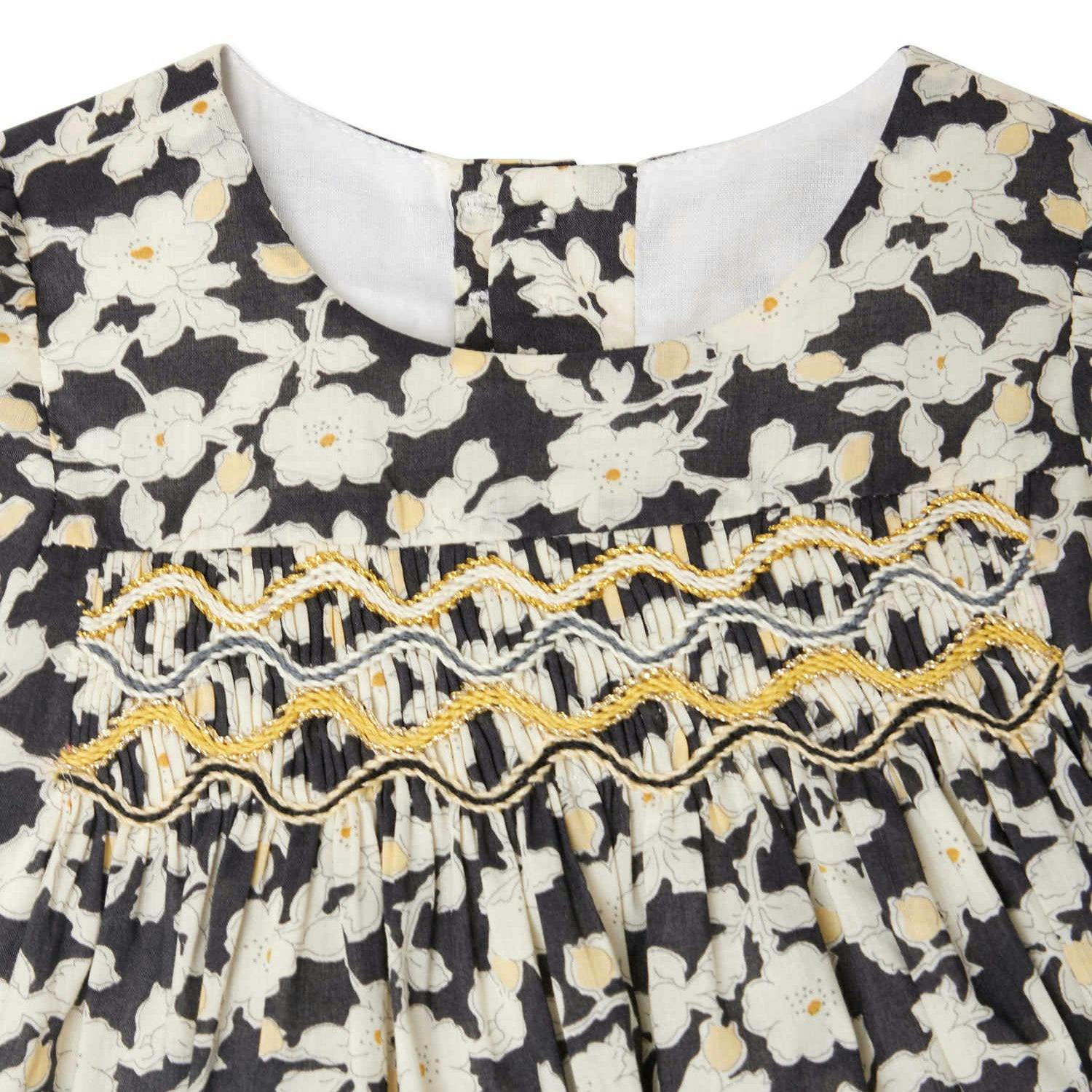 Jailys Fleurs Gold Thread Baby Dress Black