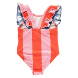 Girls Liv Suit - Pink Wide Stripe w/ Red Stripe