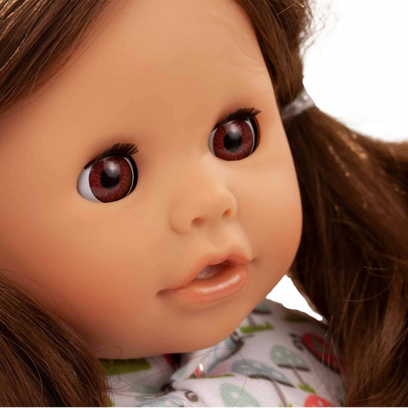 Cosy Aquini 13" Lucky Mushroom - Soft Cloth Brunette Bath Baby Doll with Brown Sleeping Eyes