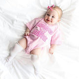 Mama's Bestie Pearl Patch Short Sleeve Romper - Ballet