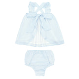 baby powder blue stripe flutter tank bloomer set