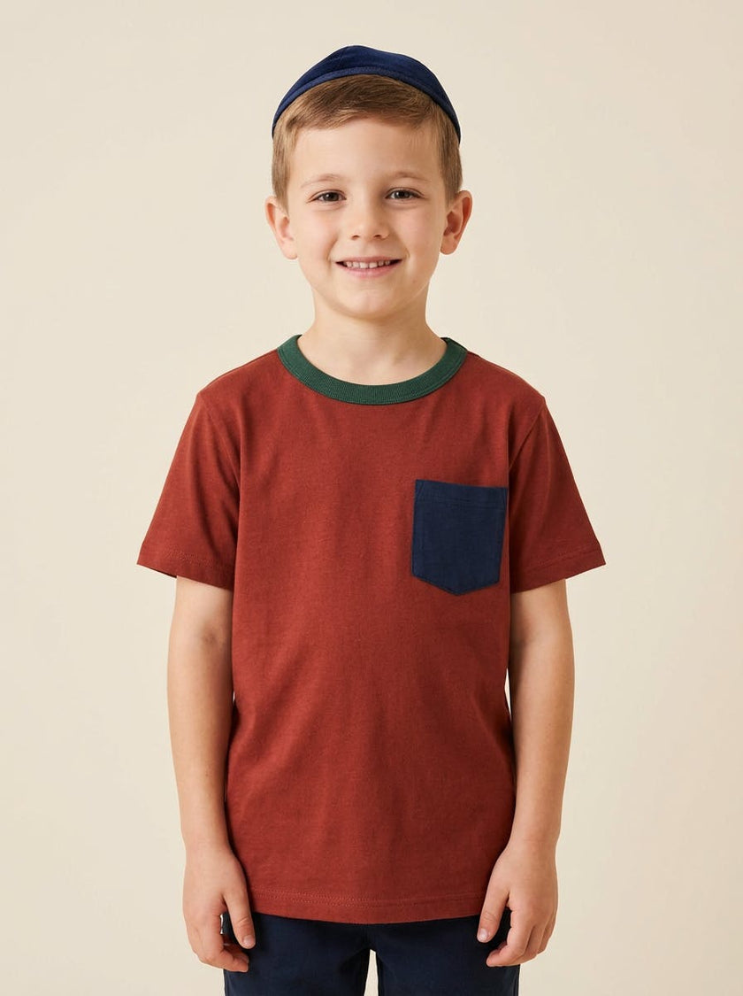 Boys Bamboo Colorblock Pocket T-shirt