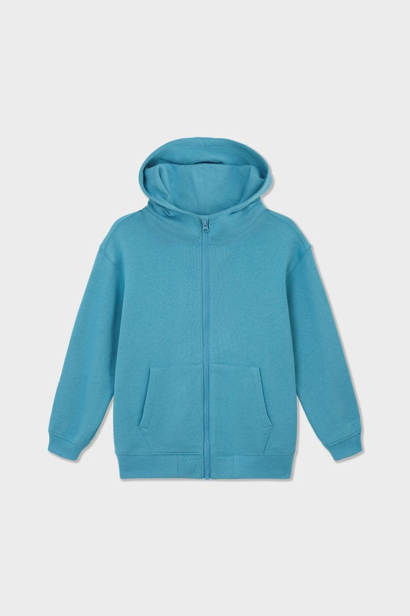 Relaxed Cotton Zip Up Hoodie