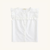 Ruffle Button Down Tank in White