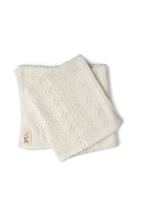 Braided Pointelle Knit Blanket White