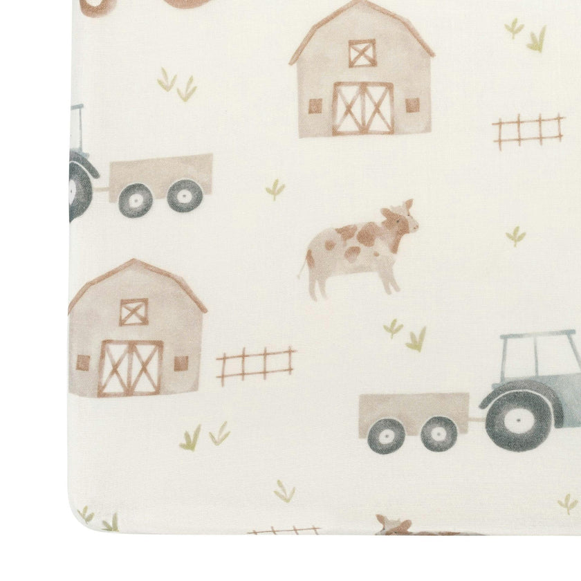 Charlie Tractor Cotton Fitted Crib Sheet