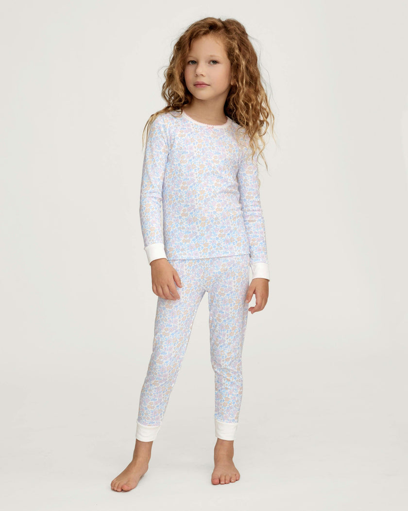 Kid's Pima Snug Fit Pajama Set in Fleur Blanche
