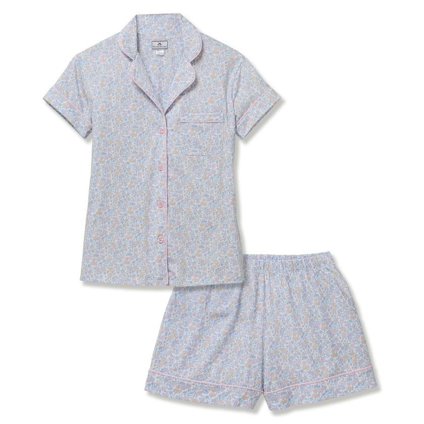 Women's Pima Short Sleeve Short Set in Fleur Blanche