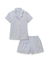 Women's Pima Short Sleeve Short Set in Fleur Blanche