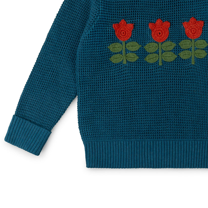 Tulips Knitted Jumper, Blue