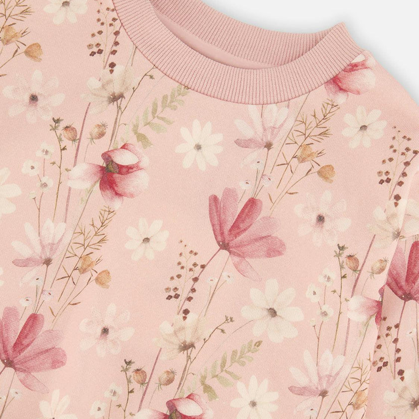 Sweatshirt Pink Printed Flowers