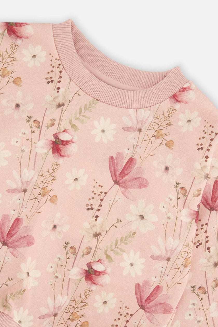 Sweatshirt Pink Printed Flowers