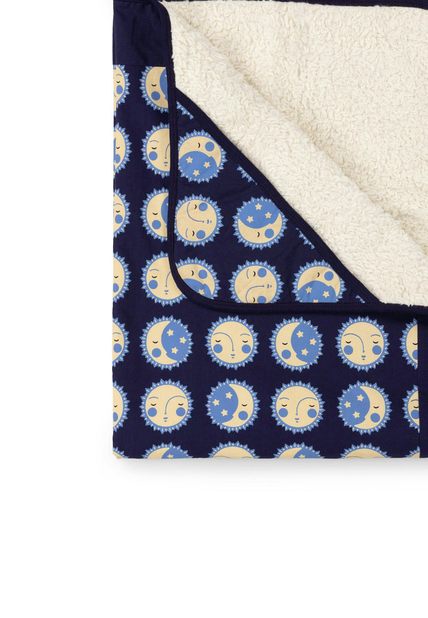 Sun Folk Sherpa Hooded Organic Baby Blanket, Blue