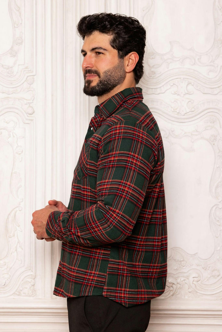 Mens John Shirt in Evergreen Plaid