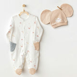 White Circus Party Print Babygrow & Hat