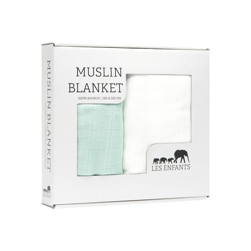 Muslin Blanket Green / White