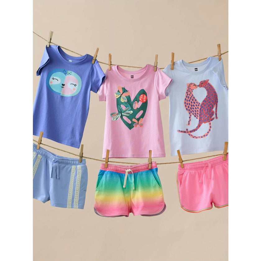 Rainbow Binding Track Shorts, Pink